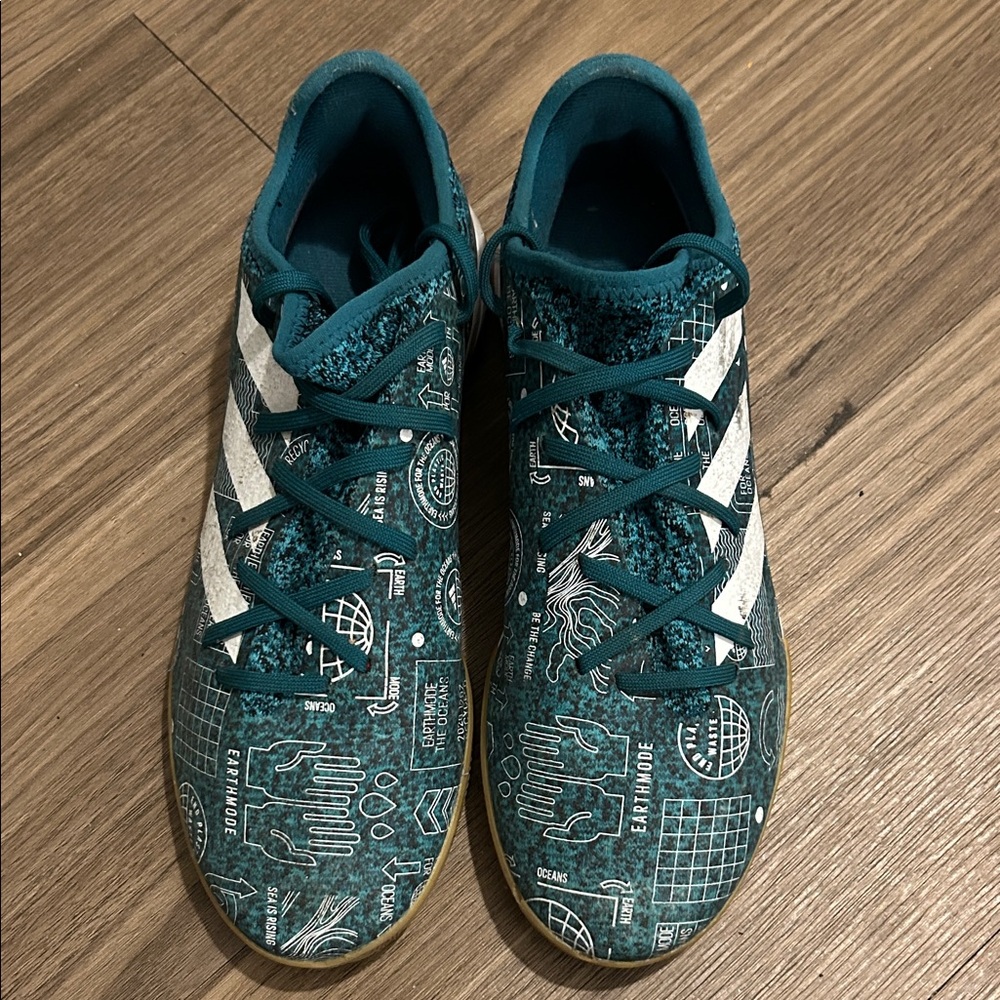 adidas Teal and White Gamemode Indoor Soccer Athletic Shoes